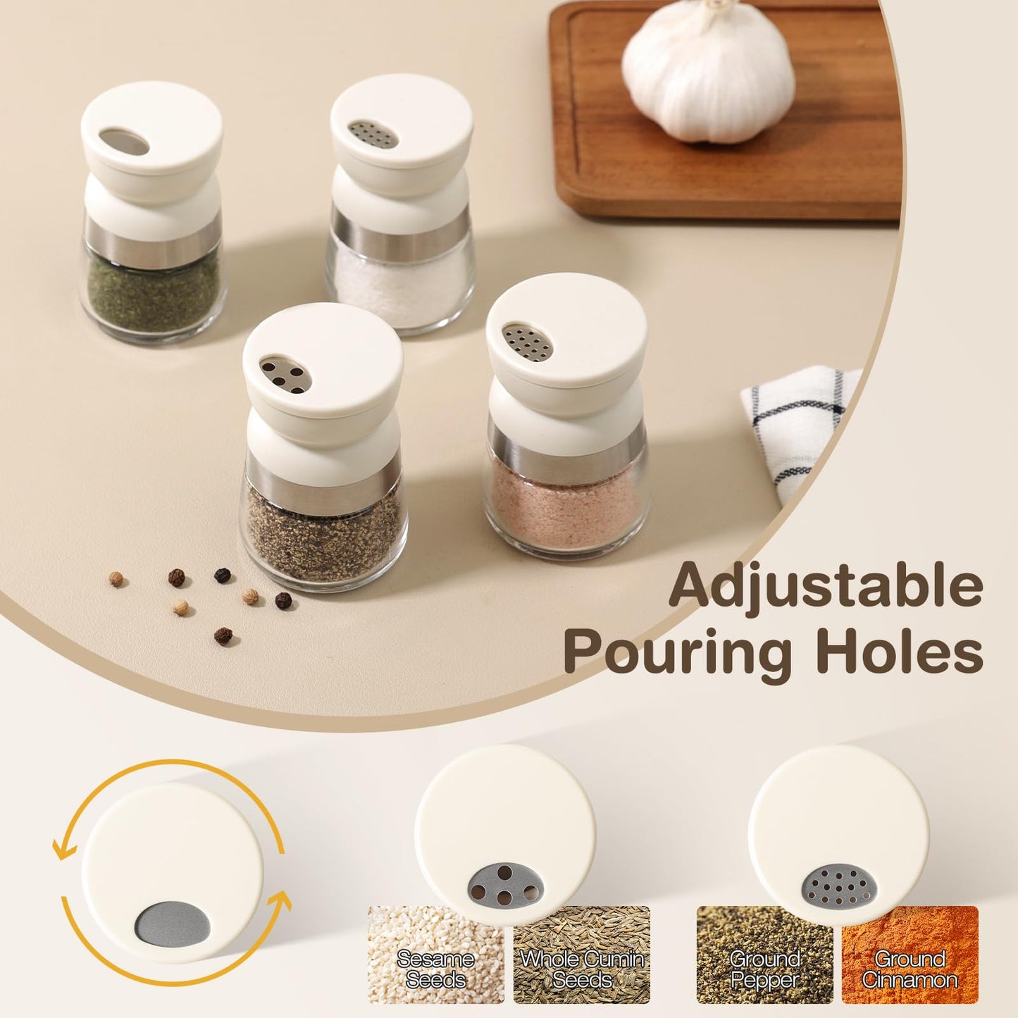 Vucchini Travel Salt and Pepper Shaker Set 4 Pcs Mini 1.28 Oz Spice Containers for Pocket, Lunch Box