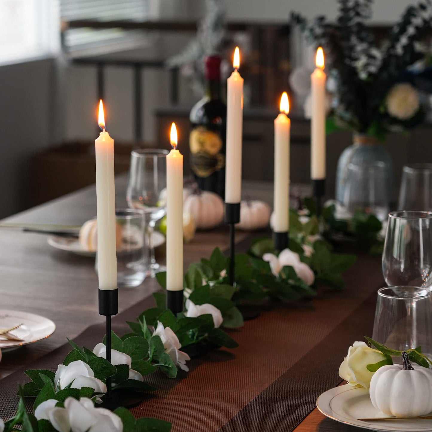 Smtyle Black Candlestick Holders Metal Taper Candle Holders Set of 5 Candle Stick Holder for Wedding Dinning Table Certerpiece Festive Party