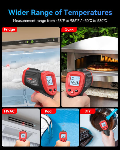 Wintact Infrared Thermometer Temperature Gun -58℉ to 986℉, Digital IR Heat Surface Temp Gun, Non-Contact Laser Thermal Gun for Cooking Food, BBQ, Pizza Oven, Grill, Griddle Accessories