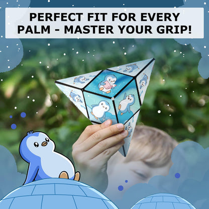 Shashibo Pudgy Penguins Shape Shifting Box – STEM Fidget Toy with Ultra Strong Magnets, Puzzle Cube Transforms into 100+ Shapes, Sensory Gift for Kids, Teens, and Adults (Paxton)