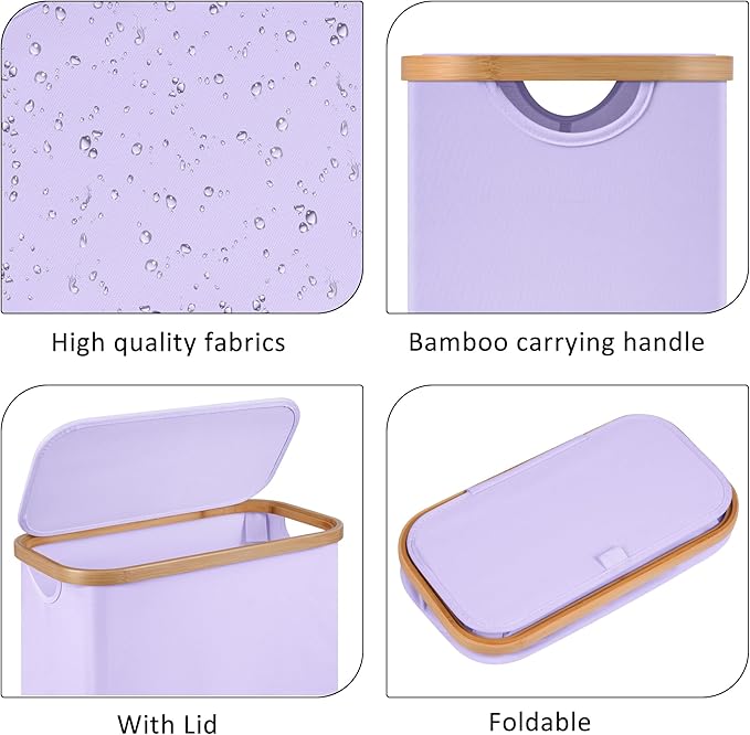 Slim Laundry Basket, 60L Laundry Hamper