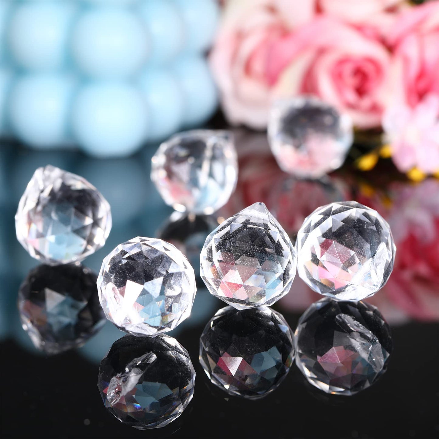 Sabary 48 Pcs Clear Crystal Ball Prism Suncatcher Sun Catcher Crystal Prisms for Chandeliers Rainbow Pendants Maker Hanging Crystals Prisms for Windows Feng Shui for Gift(Round,20 mm)