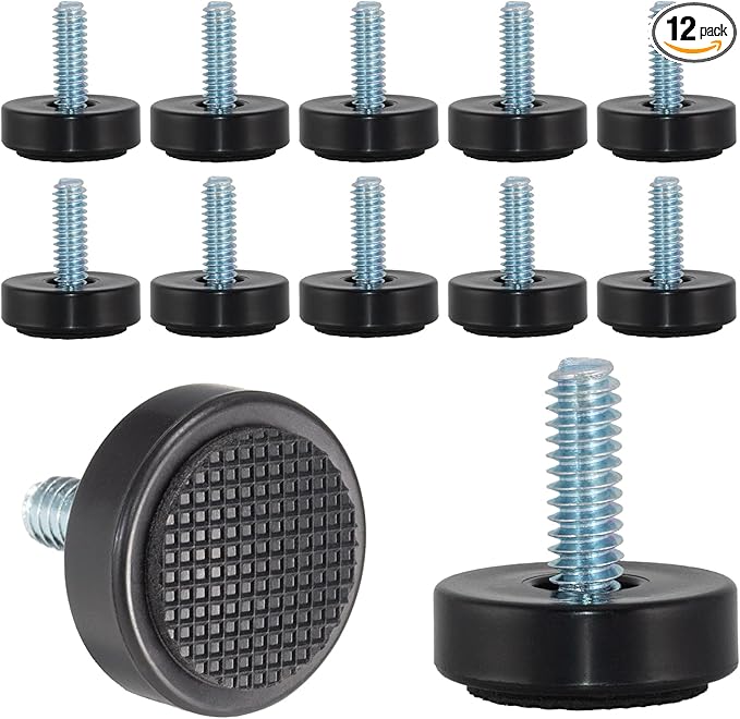 1/4-20 Adjustable Furniture Leveler, 12 Pack Rubber Leveling Feet Screws in