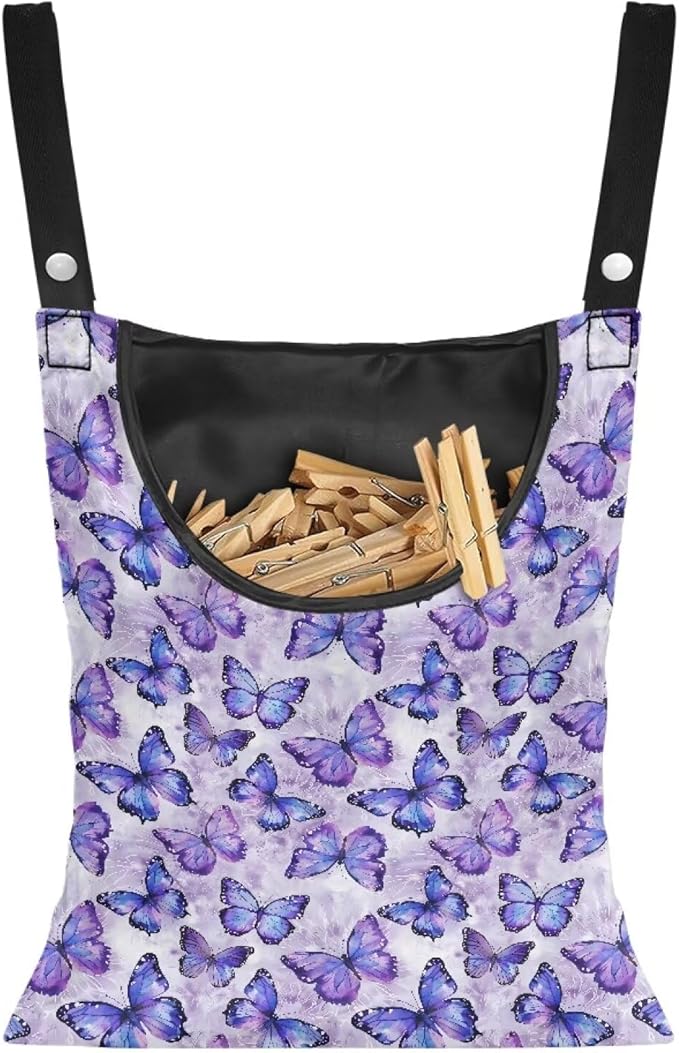 2 Pcs Butterfly Purple Clothespin Bag