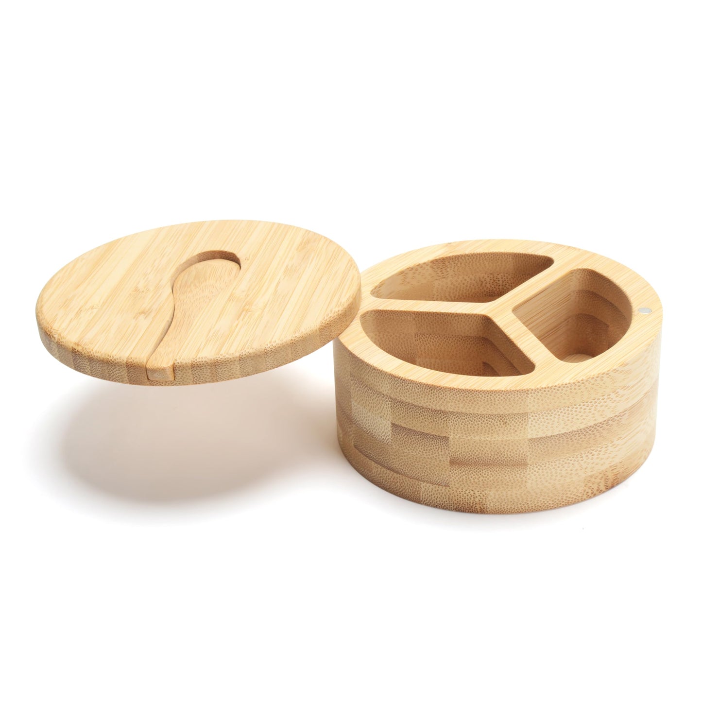 YACEYACE Bamboo Salt Cellar with Lid and Spoon, 9oz Small Salt and Pepper Containers, Bamboo Salt Containers for Countertop, Salt and Pepper Bowls