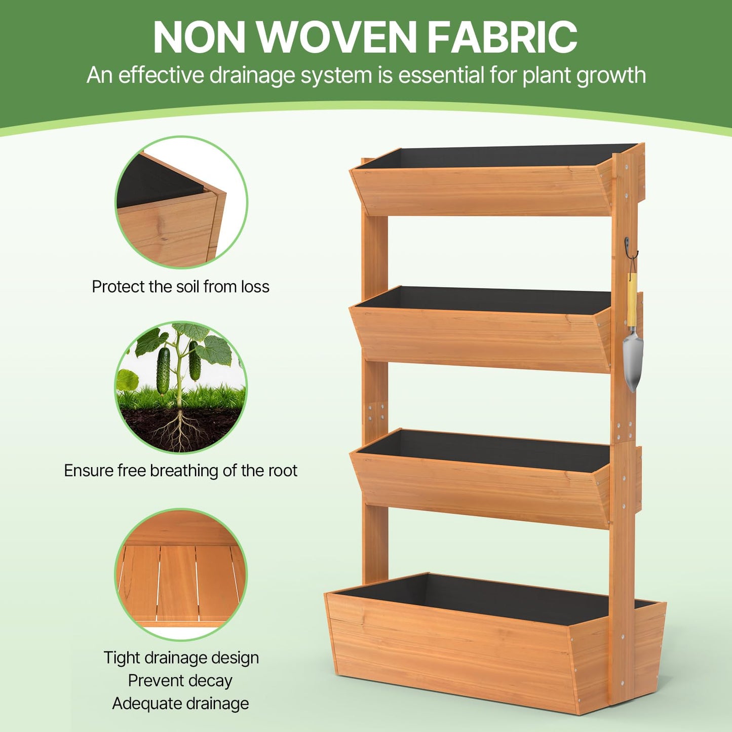 Suteck Raised Garden Bed, Vertical Wooden Raised Garden Bed, 4 Tier Garden Planters Freestanding Plant Stand Flower Rack Wooden Planter Box For Plants Flowers Herbs Vegetables Indoor Outdoor Gardening