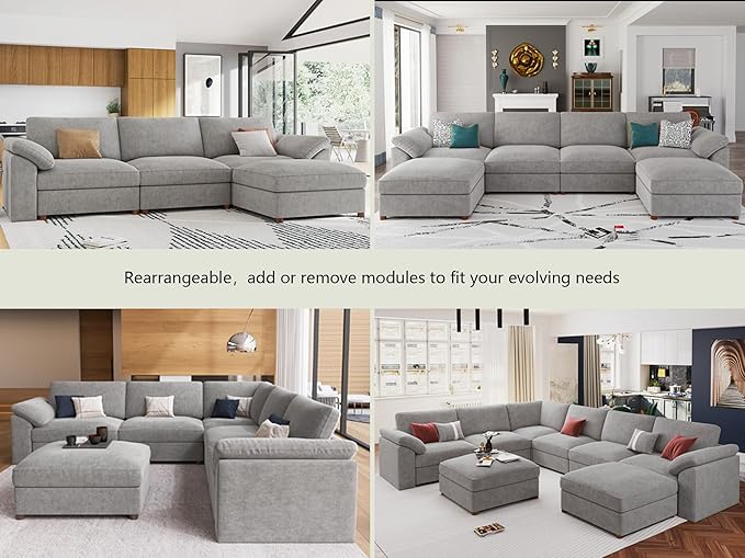 EASE MOOSE Oversized Sectional Modular Sofa, Luxury FSC Certified Chenille