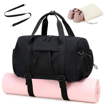 LEDAOU Small Gym Bag for Women, Mini Duffle Bag with Yoga Mat Holder Lightweight Carry On Sports Bag with Separate Shoe Pocket and Wet Pocket Duffel Bags Dance Yoga Workout Bag
