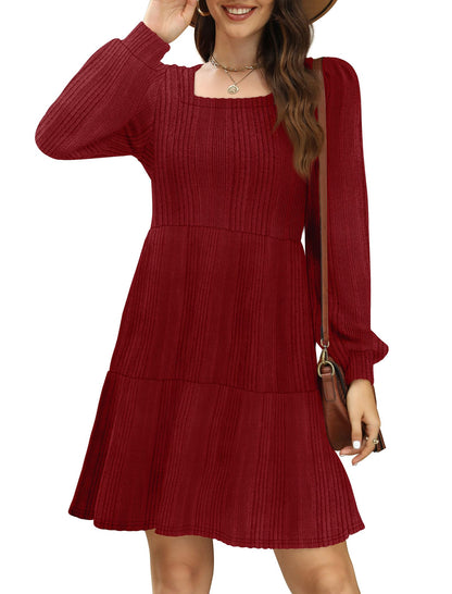 Christmas Dresses for Women Long Sleeve Flowy Winter Dress 2025 Red M