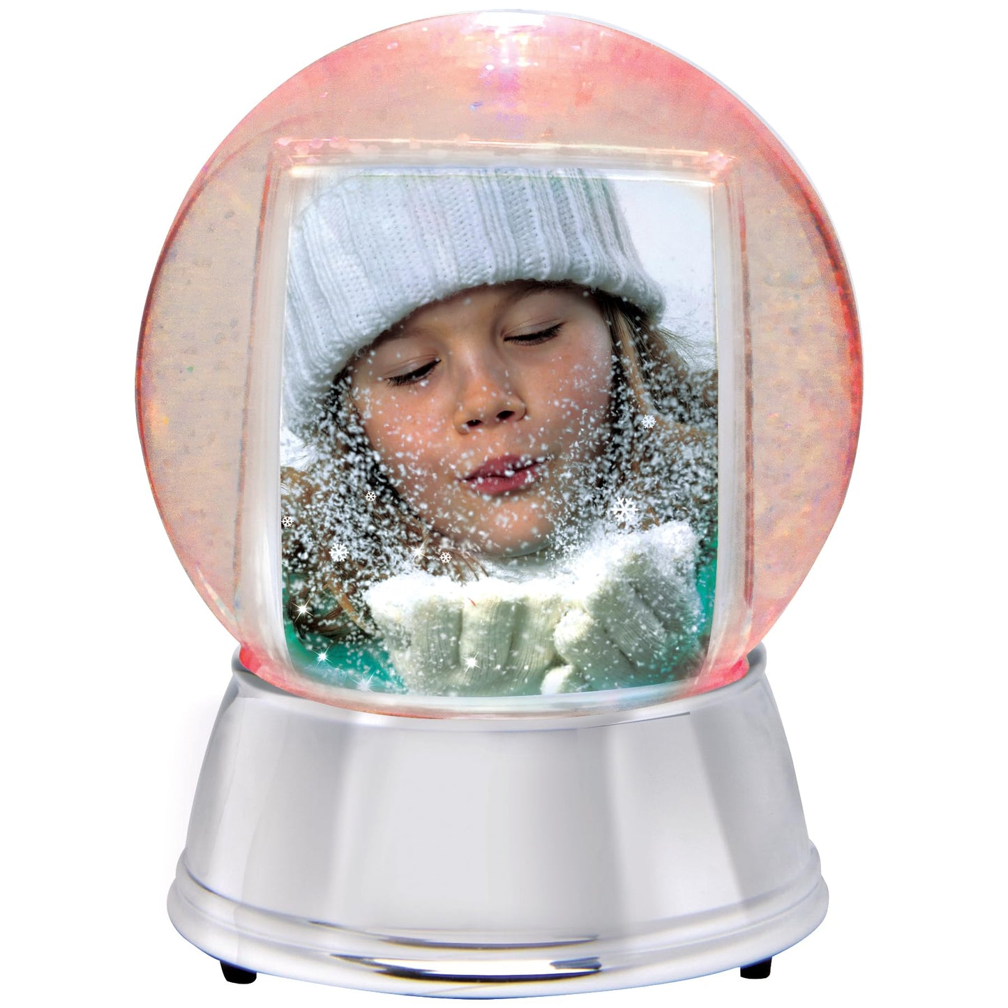 Neil Enterprises Inc. Large LED Light Up Photo Snow Globe w/Silver Base