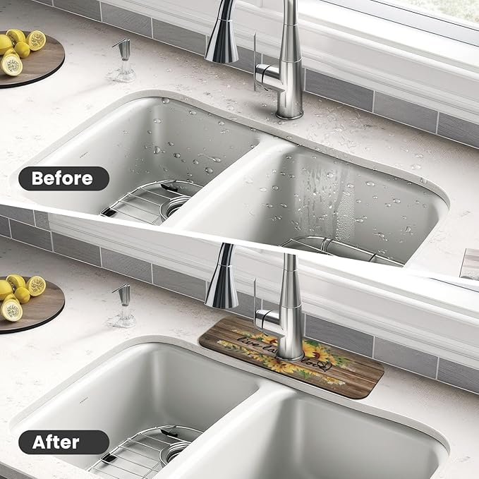 Sunflower On Board Rustic Yellow Summer Fall Live Laugh Love Kitchen Sink