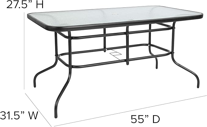 Flash Furniture Lila 7-Piece Glass Patio Table and Chairs Set, Outdoor Patio