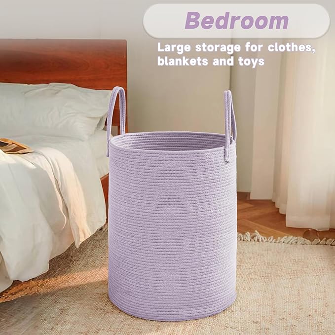 Large Woven Laundry Basket Hamper, 100L Cotton Rope Storage Bin