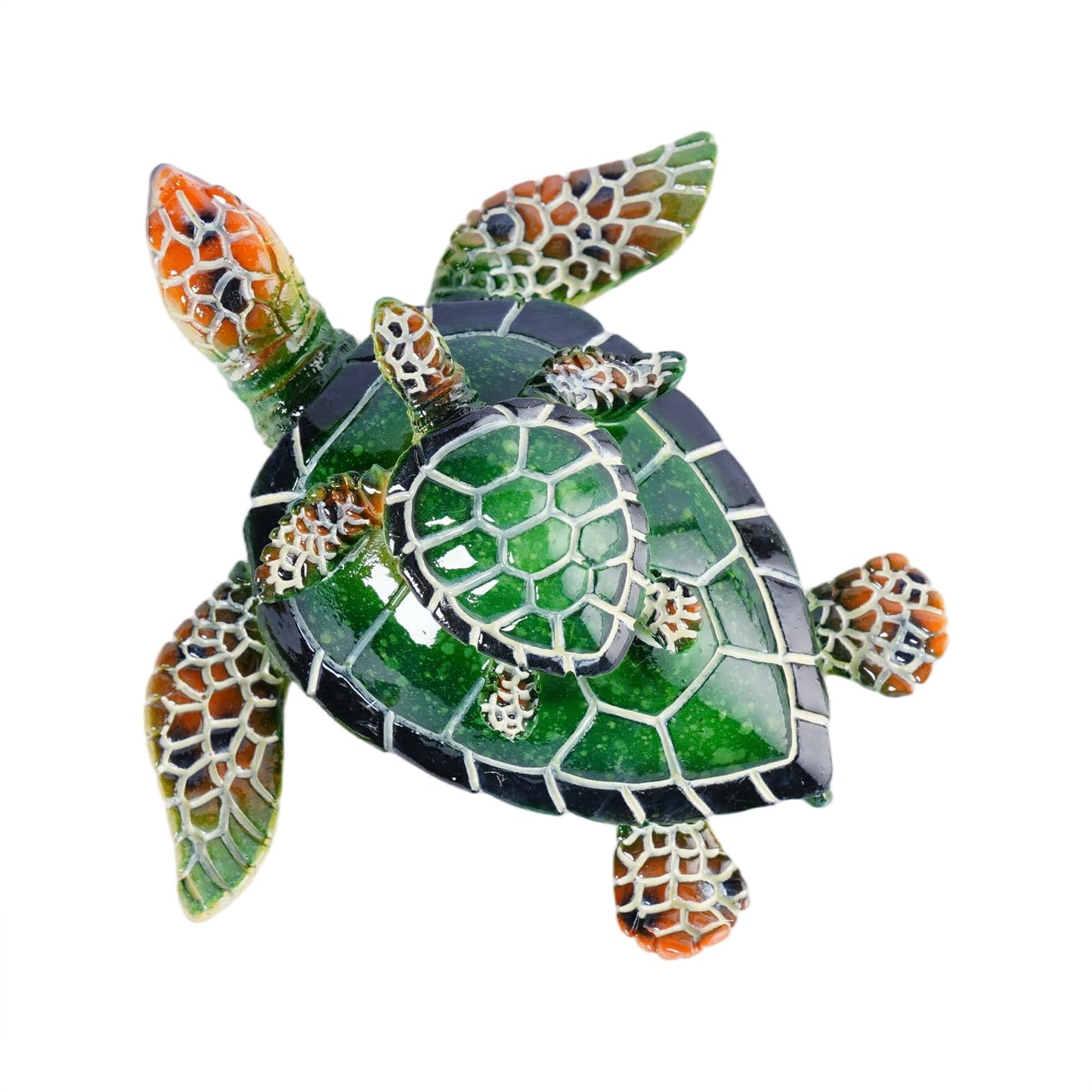 Brizoria Sea Turtle Decor Collectible Figurines with Baby Resin Animal Statue Blue Green Ocean Themed Gift from The Sea Turtle Gifts for Women Men Tabletop Decorations Tortoise, Green
