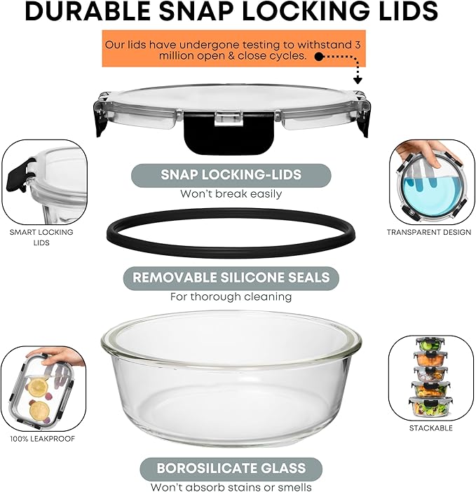 Razab 30 PC Glass Food Storage Containers