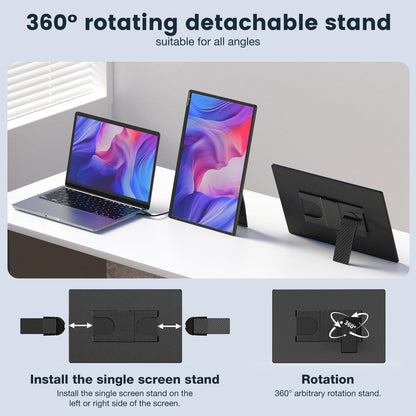 Portable Monitor, 16 Inch 1200P FHD, Horizontal and Vertical with Kickstand, Plug&Play, Built-in Speakers, Ultra-Thin Zero Frame,Travel Monitor for Laptop with Premium Smart Cover