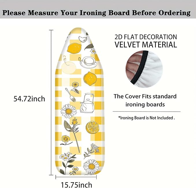 Nuxovilar Yellow Gingham with Lemons & Daisies Ironing Board Cover, This Cover