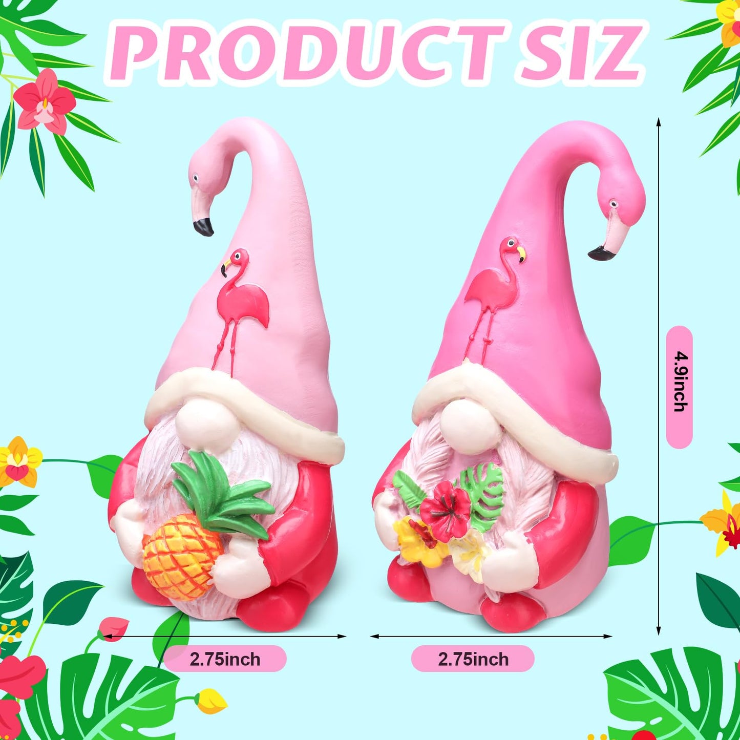 Shappy 2 Pcs Flamingo Gnomes Decor Summer Gnomes Decor Beach Tropical Tiered Tray Kitchen Table Home Decoration Small Statue Flamingo Lovers Gifts Summer Christmas Decorations for Home