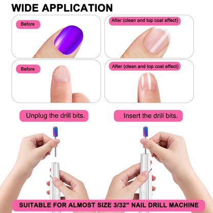 Cellentool 25Pcs Nail Drill Bits Set with Storage Box, 3/32 Inch Tungsten Ceramic Diamond Carbide Nail Drill Bits for Acrylic Gel Polish, Cuticle Efile Remover for Manicure Pedicure