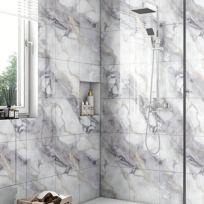 Chejiaye 22pcs Marble Peel and Stick Backsplash Surface Waterproof Wall Panels,Self-Adhesive Marble PVC Foam Wall Panels for Kitchen, Bathroom - 11.8"x11.8" Kitchen Tile(Not Real Tiles,Colorful)