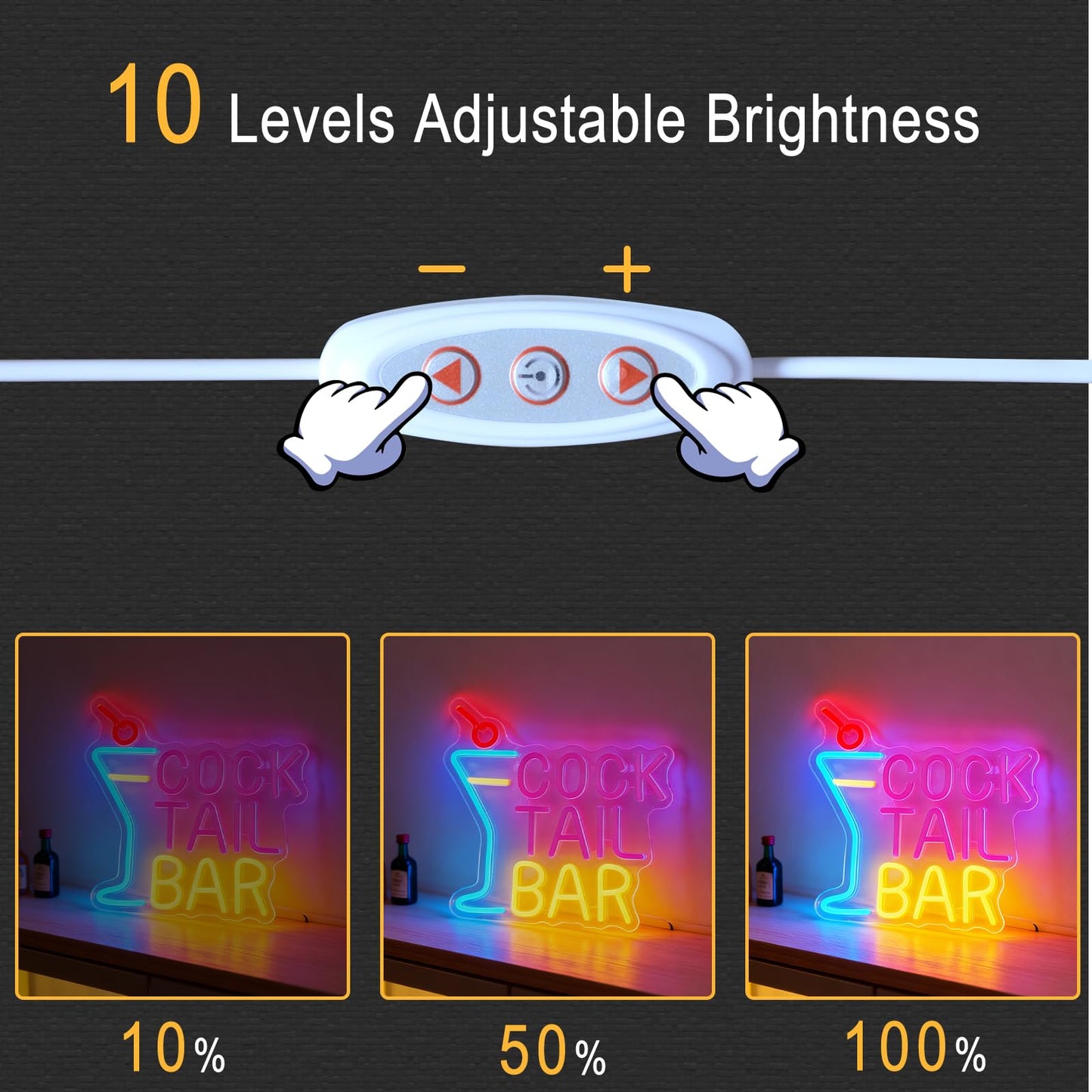 Cocktail Bar LED Neon Sign, Cocktail Glass Shape Light Up Sign, Bar Lounge Home Kitchen Restaurant Wall Table Window Decor, USB Powered Dimmable Decorative Neon Light 13.8 x 12.6 In