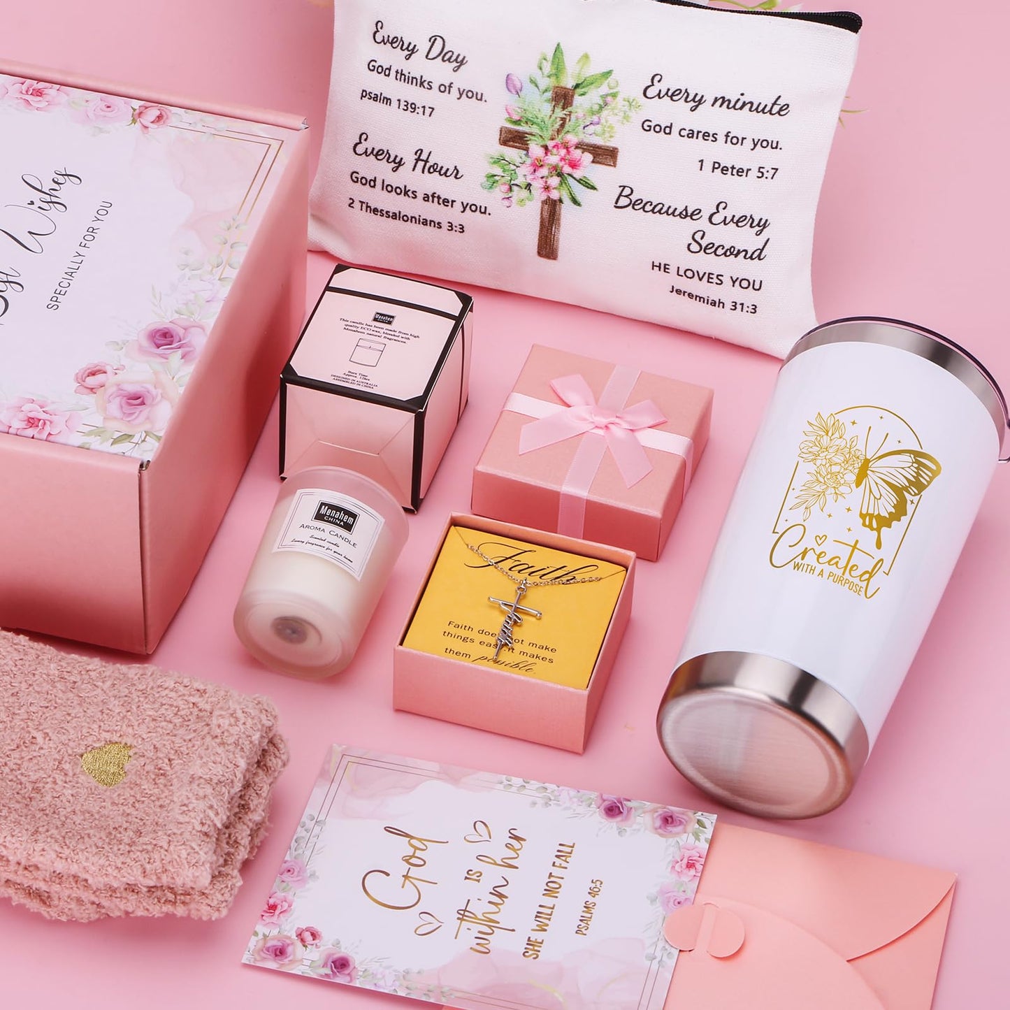 Christian Gifts for Women Faith - Inspirational Religious Catholic Gifts, Spiritual Birthday Gift for Women Mom Best Friend Sister Wife, Christmas Presents for Aunt Girlfriend w/Tumbler Gift Box