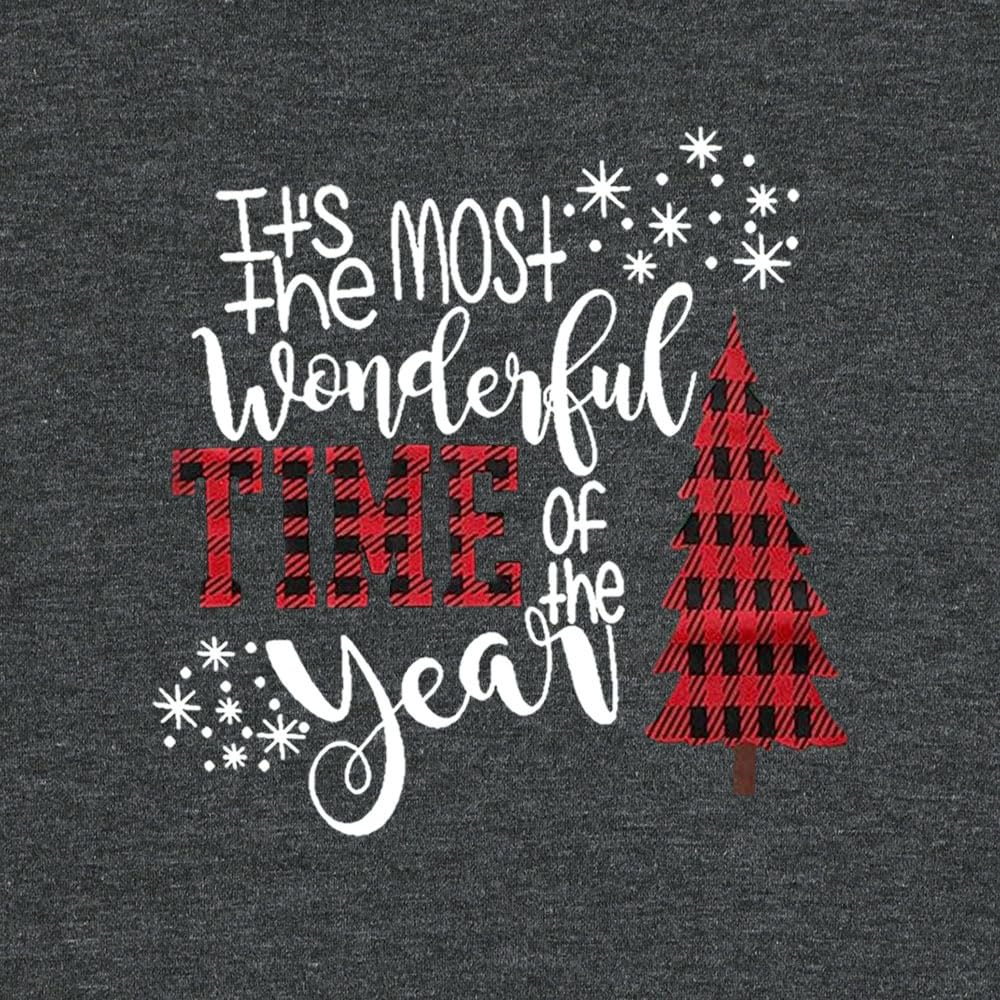 DESFSE Merry Christmas Shirts for Women Christmas Holiday Crew Neck Short Sleeve Tshirt Xmas Buffalo Plaid Tree Cute Graphic Print Tee Tops