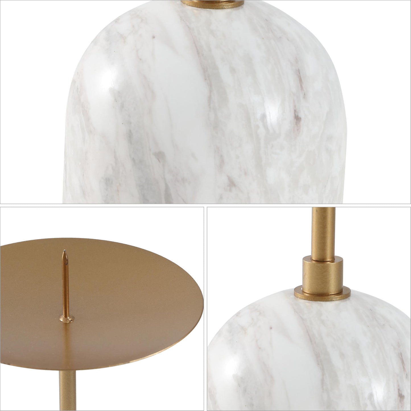 SAFAVIEH Home Collection - Hara Candle Holder Set of 2, White Marble Base with Gold Metal Stem, Modern Decorative Accent (RDC4042A-SET2)