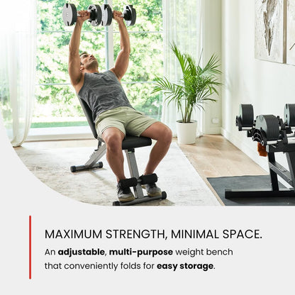 FF Finer Form 5-in-1 Weight Bench, Adjustable & Foldable for Bench Press, Strength Training and Full Body Workout, Perfect for Dumbbell Sets or an Adjustable Dumbbell Set in Your Home Gym
