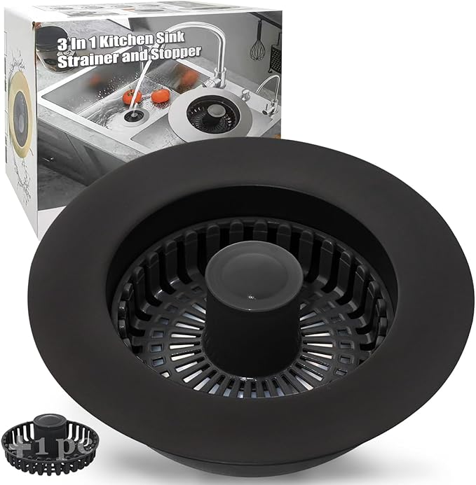 Kitchen Sink Drain Strainer, 3 in 1 Pop Up Kitchen Sink Stopper,