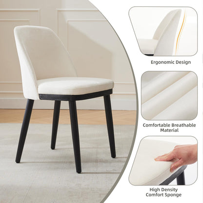 Garvee Upholstered Dining Chairs Set of 4, Modern Fabric Kitchen Chairs with Back and Wood Legs, Dining Room Chairs for Dining Room Restaurant Cafe, Beige