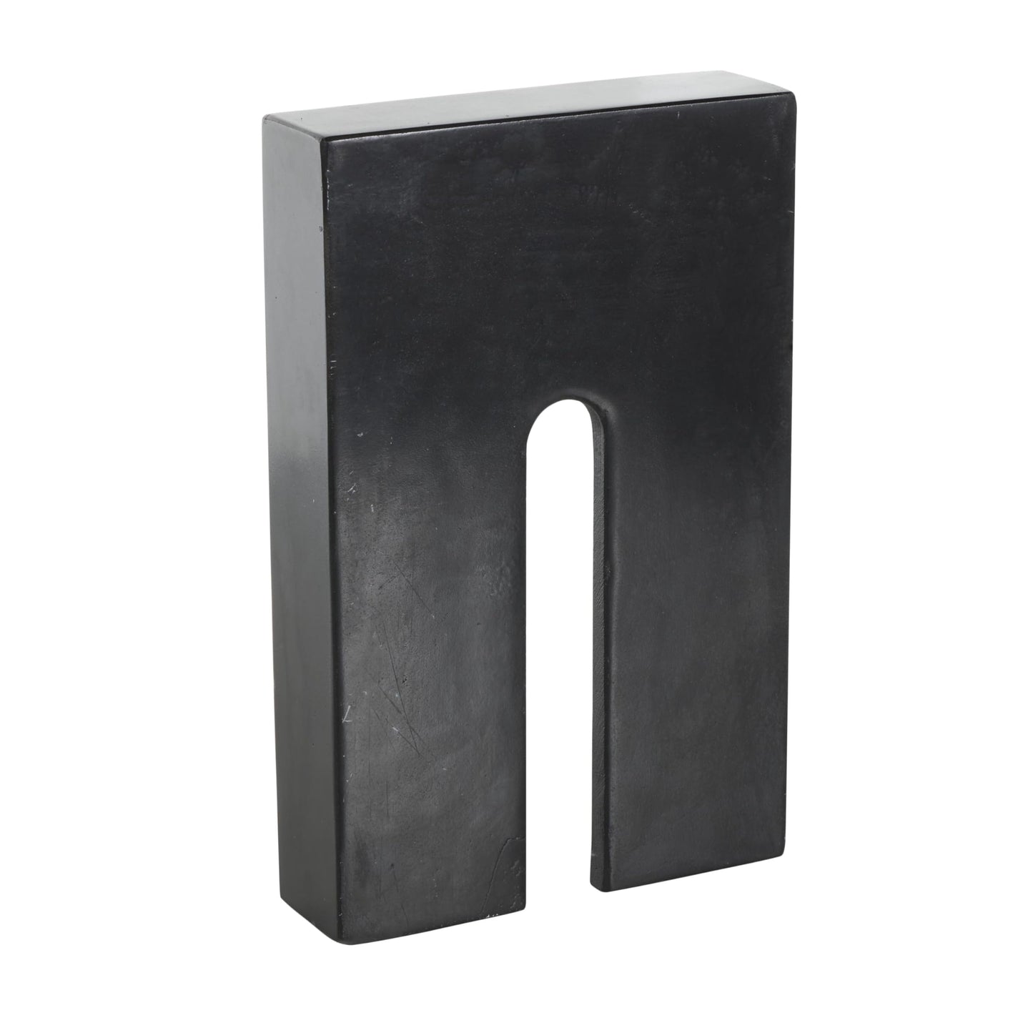 Deco 79 Marble Geometric Decorative Sculpture Rectangular Home Decor Statue with Arched Groove Interior, Accent Figurine 7" x 2" x 11", Black