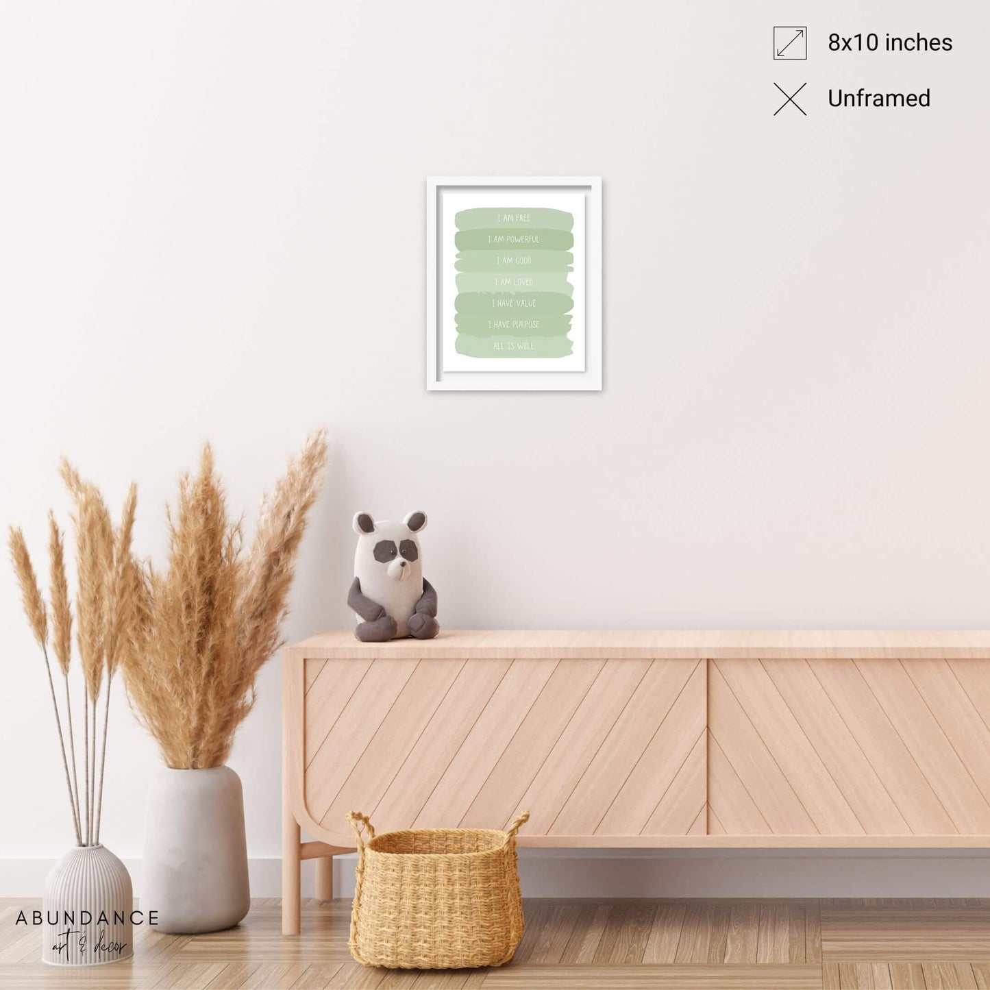 Sage Green Positive Affirmations Sage Nursery Wall Art Zen Room Decor Sage Inspirational Wall Art Office Sage Green Wall Decor for Bedroom UNFRAMED (Sage, 8x10)