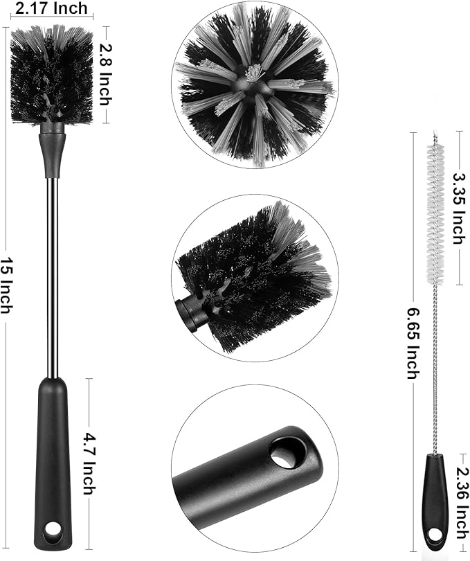 3 Pack Bottle Brush Set, Long Handle Baby Bottle Brush Cleaner