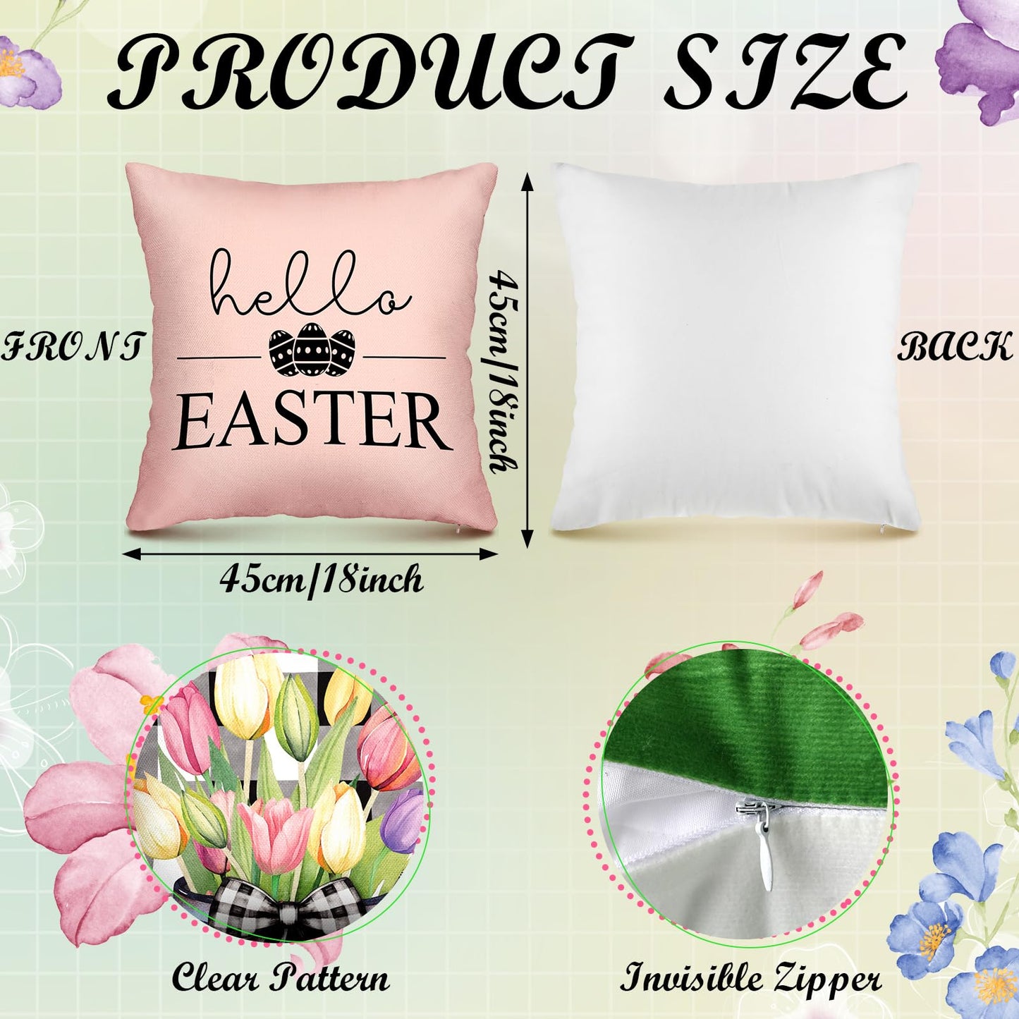GlikCeil Set of 16 Easter Pillow Covers 18 x 18 Inch Buffalo Plaid Throw Pillow Covers Valentine's Day St. Patrick's Day Easter Spring Pillowcases Decorative for Farmhouse Home Couch Sofa Decor