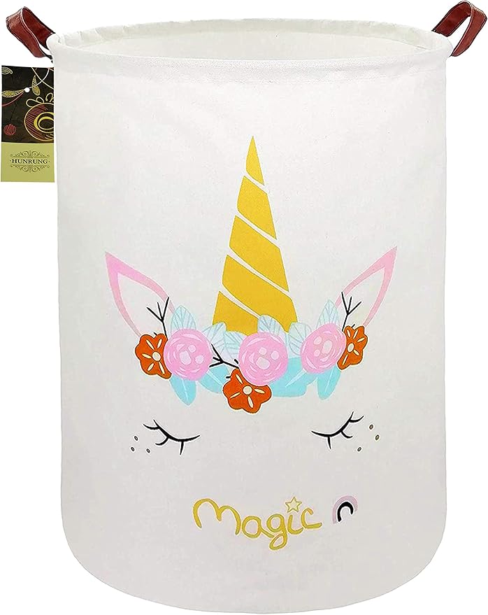 HUNRUNG Laundry Hamper, Large Canvas Fabric Lightweight Storage Basket Toy