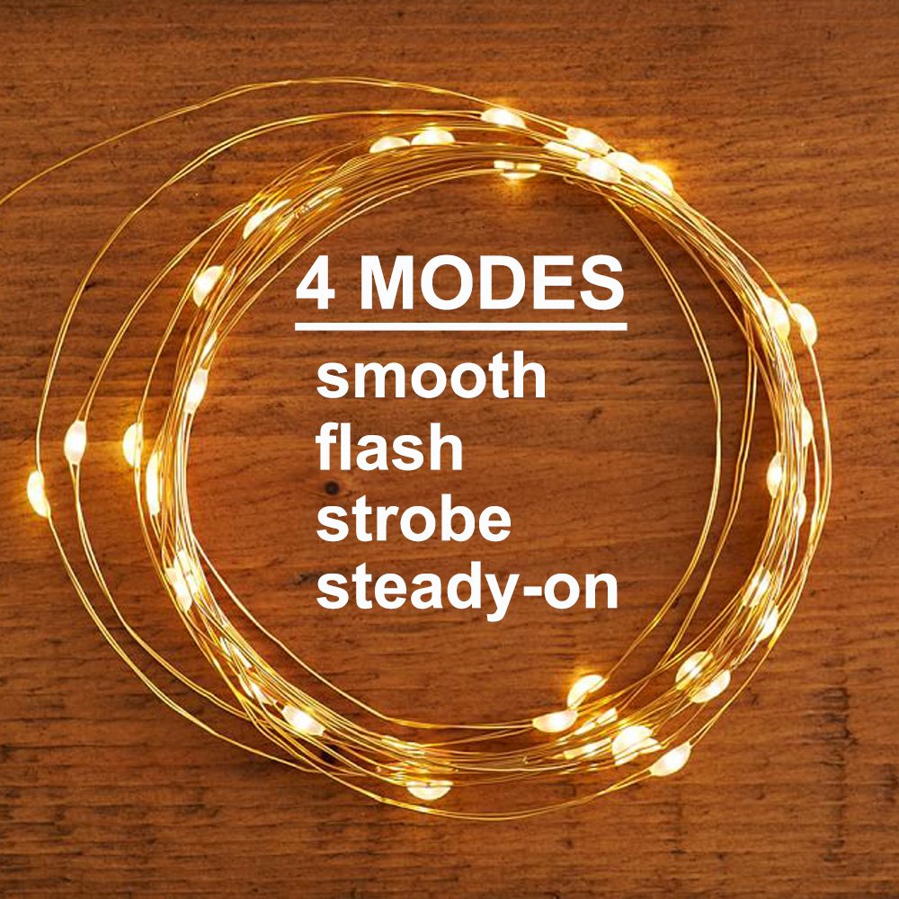 Soltuus 3 Pack Rechargeable String Fairy Lights 10ft 30 LED, 4 Modes Copper Wire Christmas Starry Lighting, Waterproof Micro Firefly Moon Light, Warm White, Battery and USB Cable Included