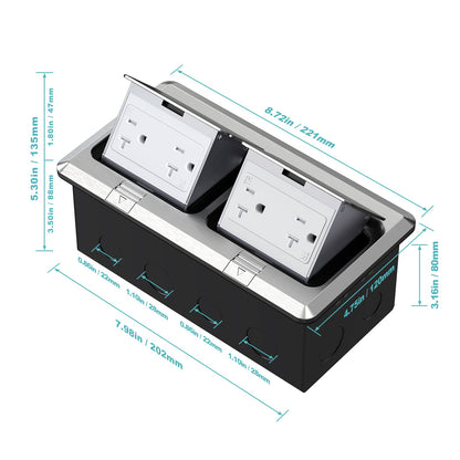 WEBANG Dual Pop-Up Floor Box Electrical Kit, 20A Tamper-Weather Resistant Duplex Receptacle Outlet, Corrosive Resistant Hardware, with Watertight Gasket, Brushed Nickel