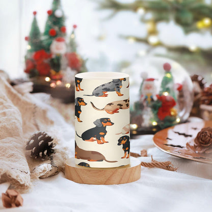 ALAZA Dachshund Breed Animal Seamless Flickering Flameless Candles Battery Operated with Remote Timer,Tea Light Candles LED Pillar Votive Candles Set of 2 for Outdoor Indoor Decorations
