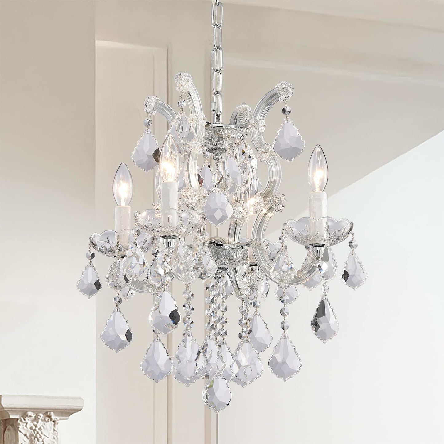 TMAFON Modern Crystal Chandeliers for Dining Room - Small Crystals Chandelier Lights for Girls Bedroom, Dining Room, Hallway, Kitchen Island, Bathroom, Closet