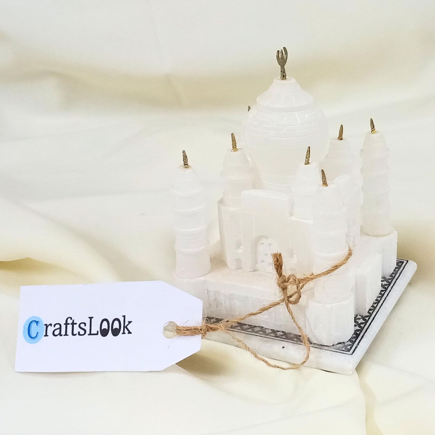 Monuments of Marble White Taj Mahal Replica Model India Agra Souvenir Collection for Decor Handmade Gift Home Decoration Small Handcrafted Miniature Architecture Love Symbol (White 3 x 3 Inch)