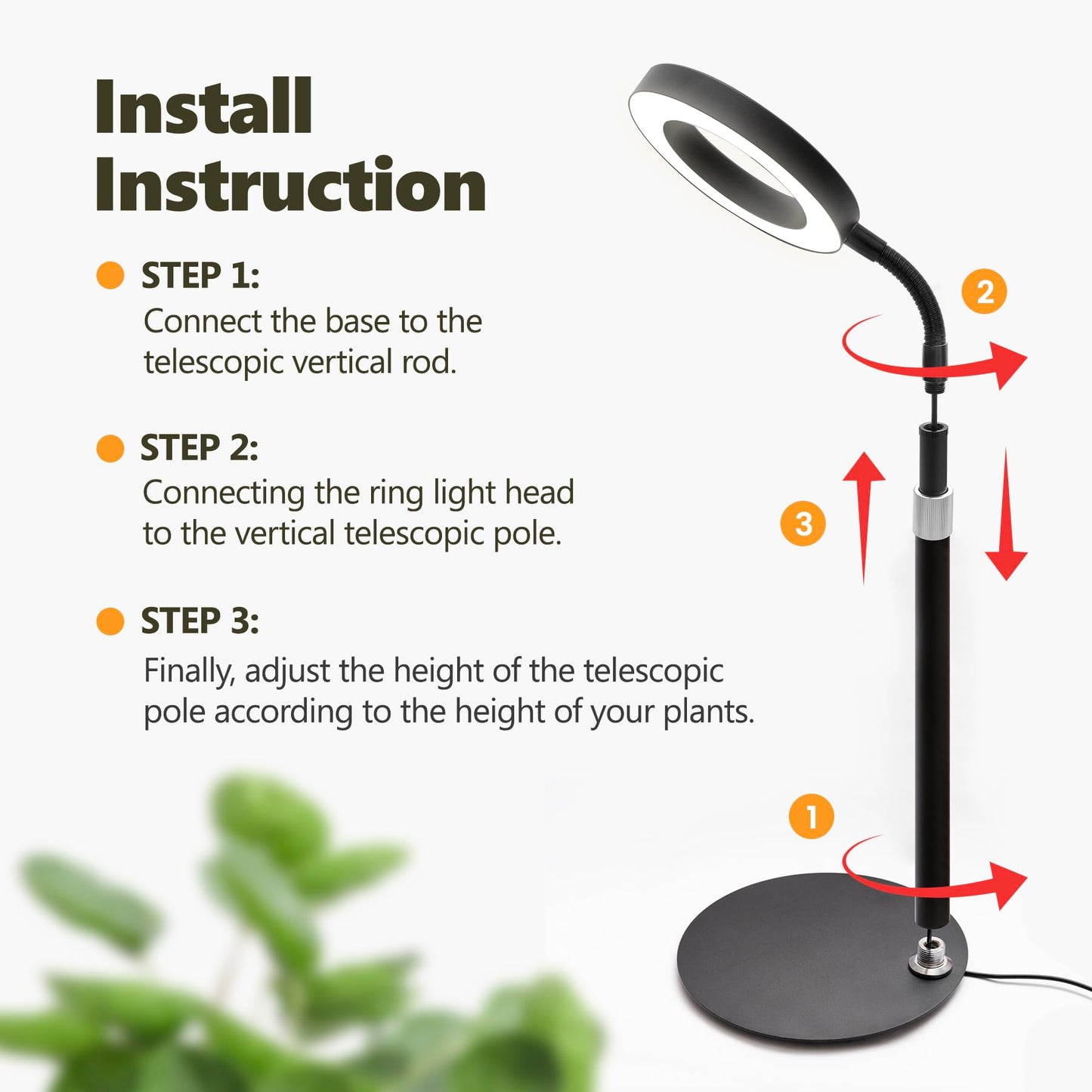 Vsoke Desk Top Grow Lights for Indoor Plants,Full Spectrum Table Plant Light,24.2" Telescope Stand,UV LED Red Blue Halo Growing Lamp,Adjustable Gooseneck,Auto Timer,3 Lighting Modes,10-Level Dimmable