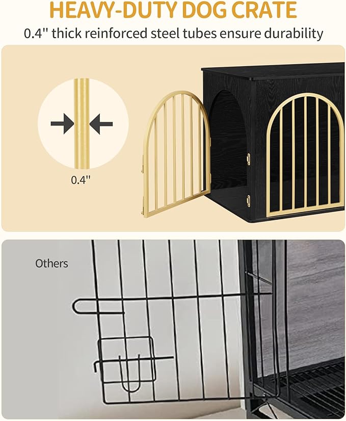 Hzuaneri 39.4" Wooden Dog Crate Furniture, Indoor Dog Kennel Dogs Cage