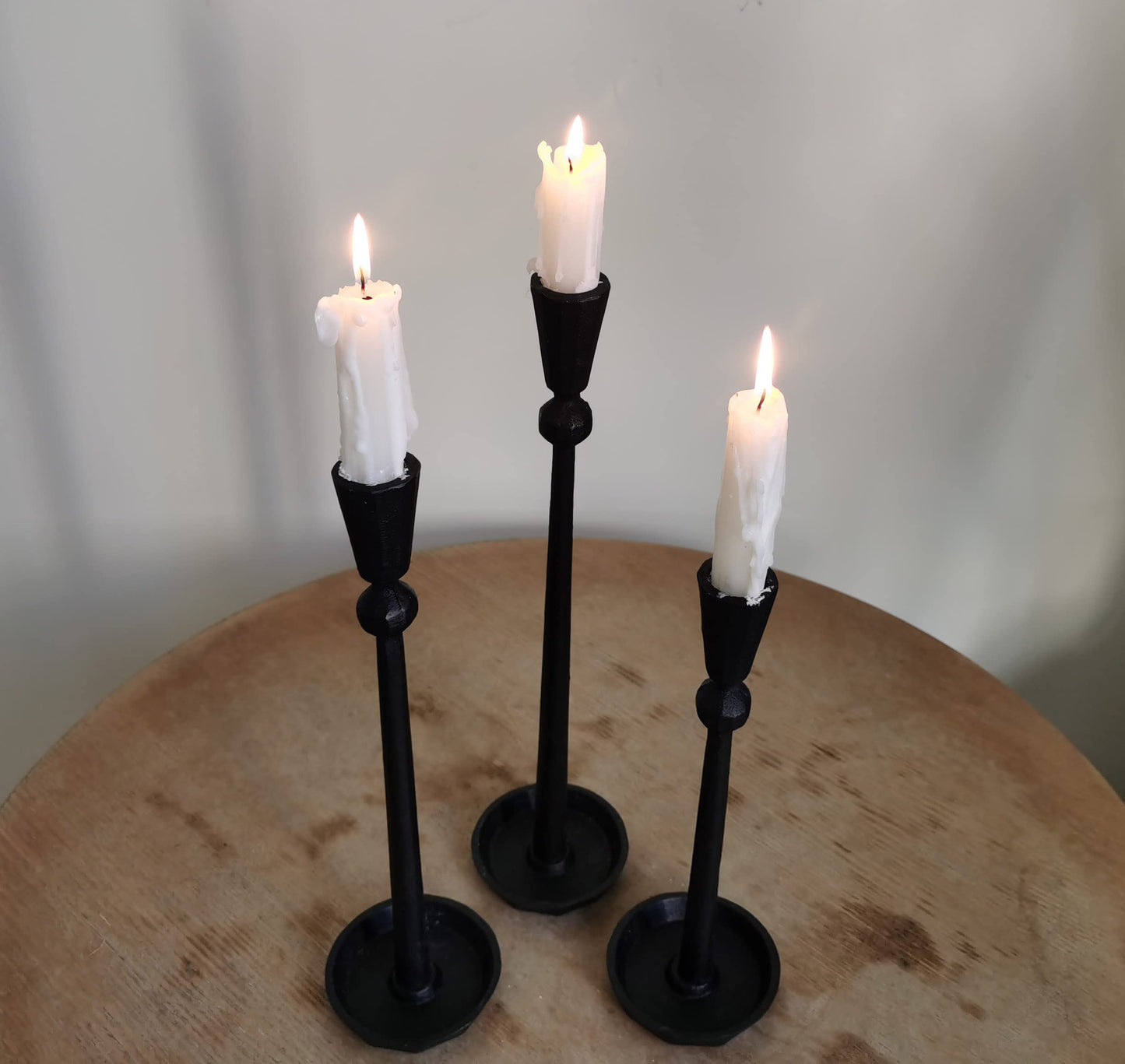 Iron Taper Candle Holder Set 3 - Decorative Candle Stand - Candlestick Holder for Wedding, Dinning, Party (Black)…