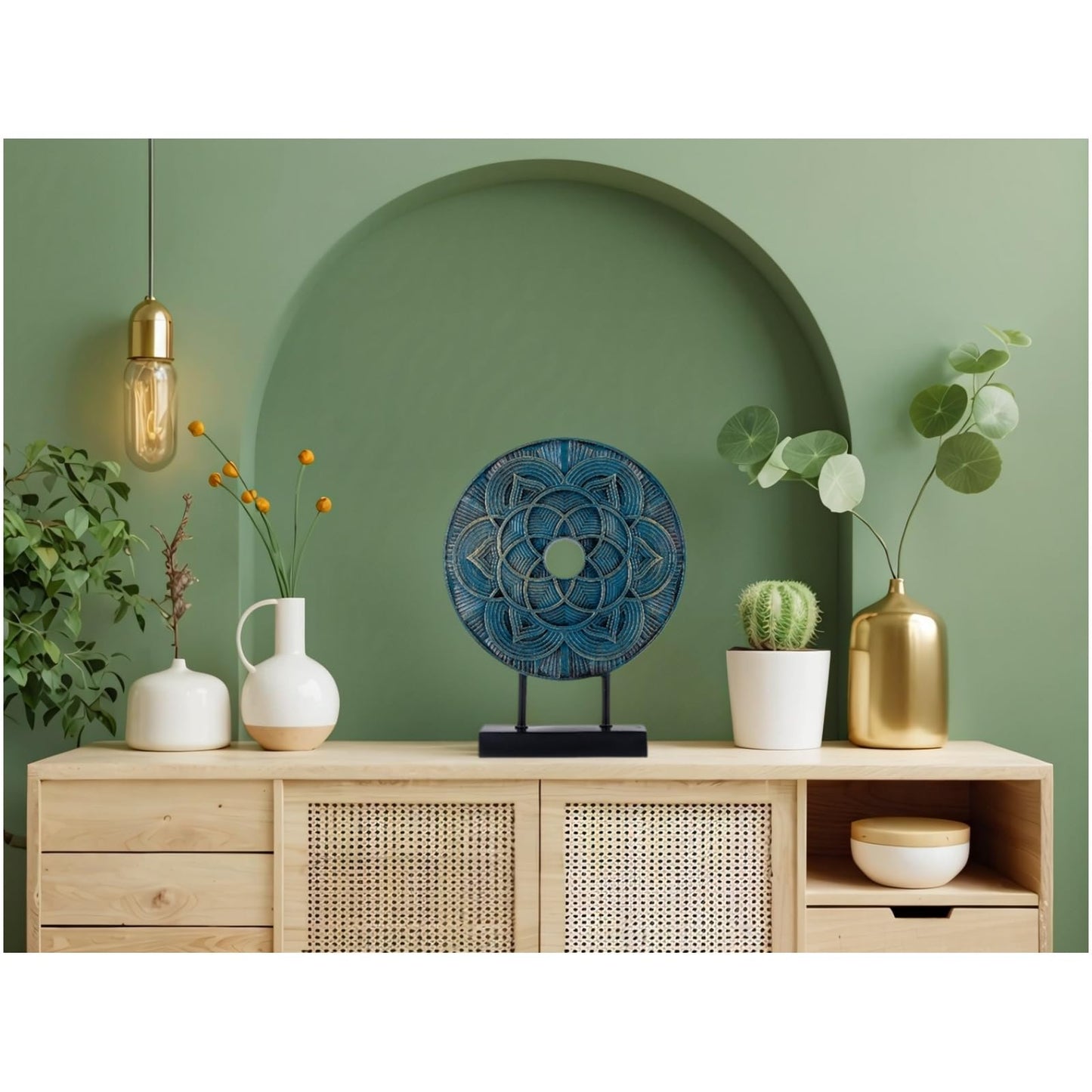 HODESunPure Modern Sculpture Decorative Objects Above Cabinet Decor Kitchen Elegant Home Decor Items Accents for Living Room Centrepieces, Console Table Decorations (Blue)