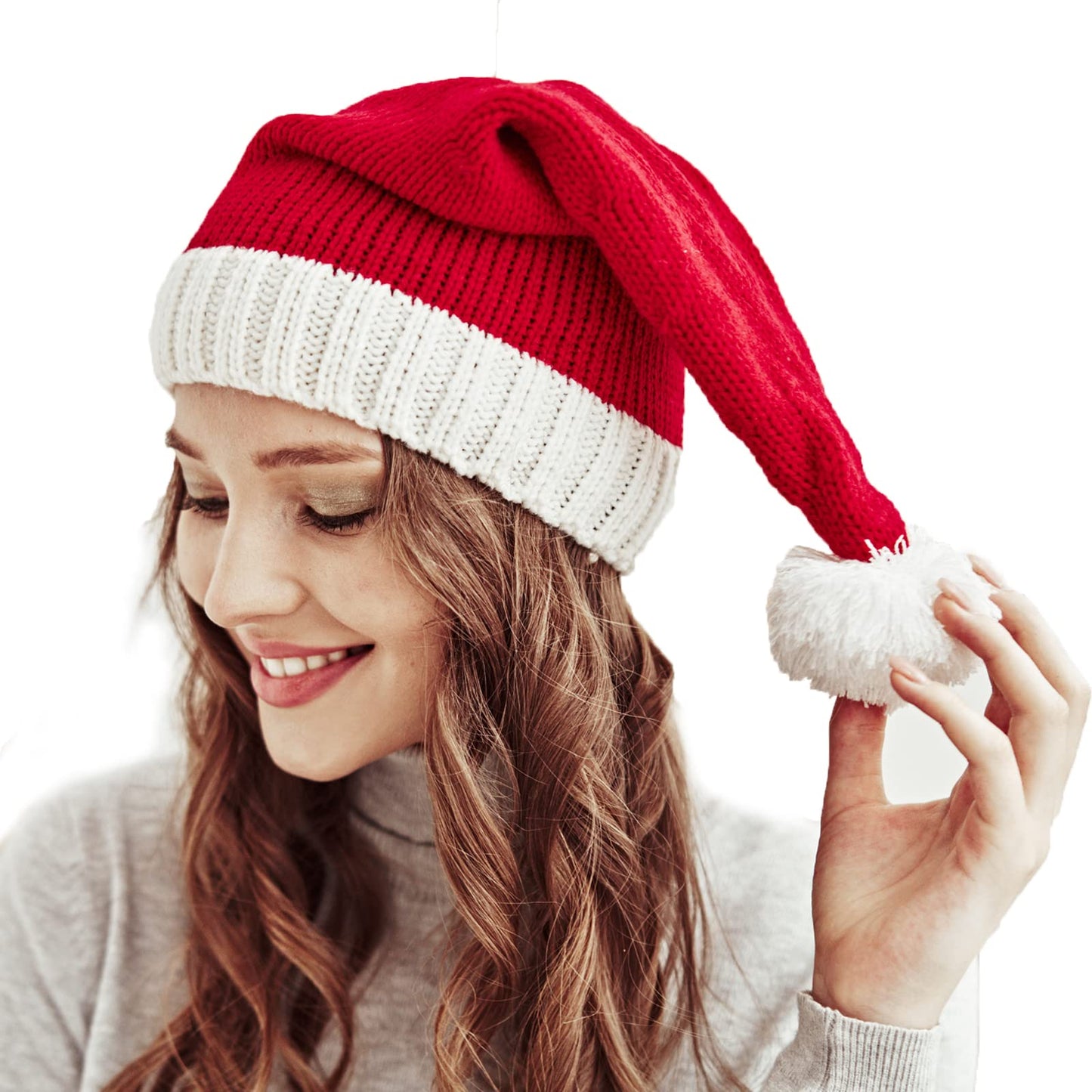 Santa's Knit Beanie Winter Hat - Soft Family Matching Xmas Christmas New Year Gifts for Women - Multicolor