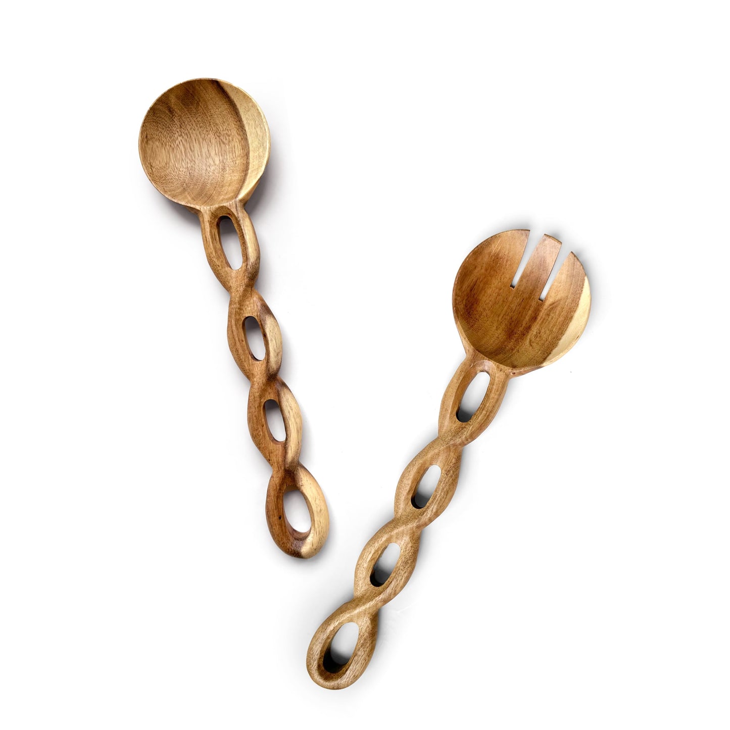 Salt & York 13-Inch Acacia Wood Salad Servers, 2-Piece Handcrafted Wooden Fork & Spoon Set for Tossing Salad, Pasta & Side Dishes, Farmhouse Kitchen, Ideal Wedding, Housewarming & Hostess Gift