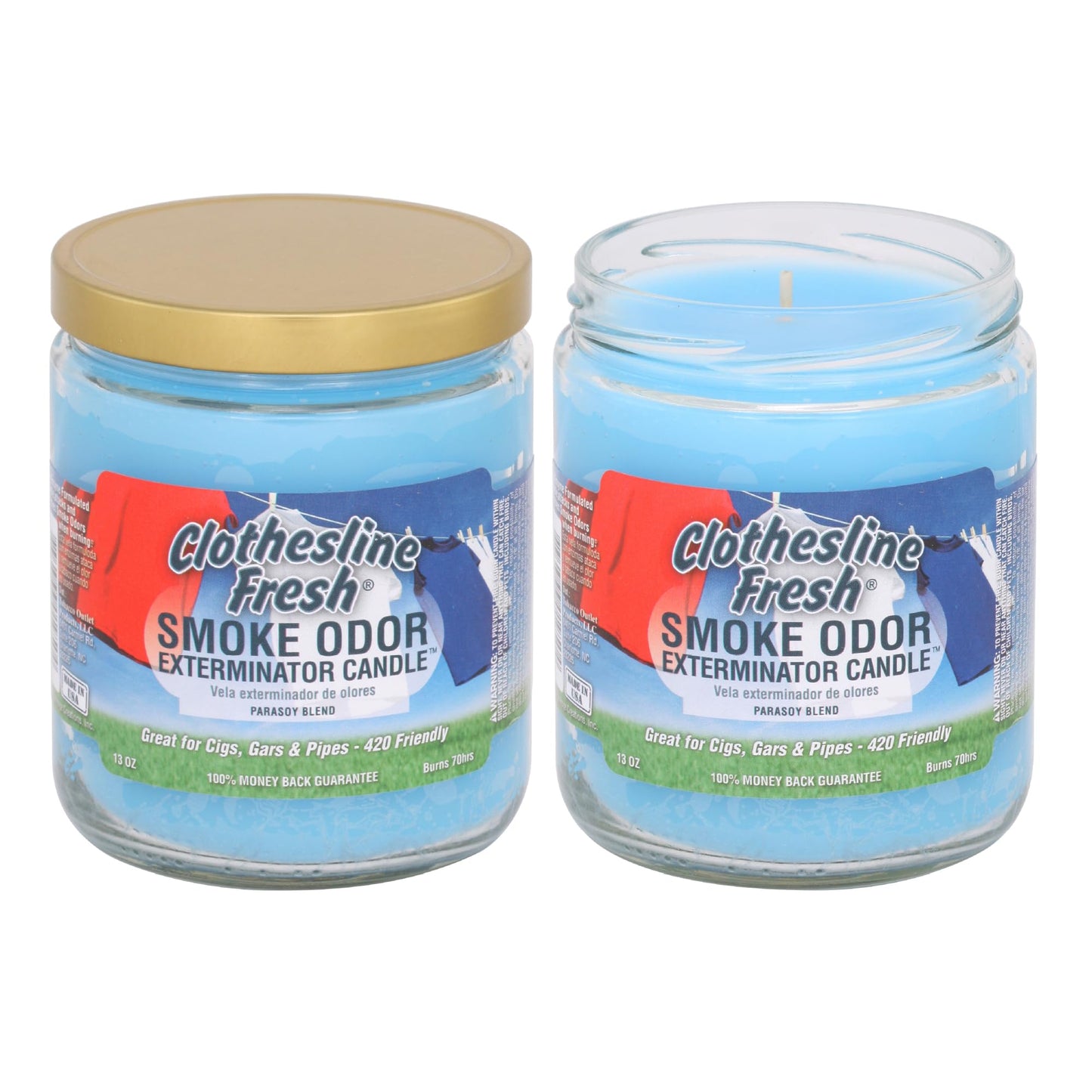Smoke Odor Exterminator 13oz Jar Candles (Clothesline Fresh, 2)