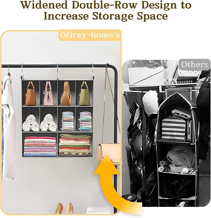 Ofiray-home 3 Tier Hanging Closet Organizer, 10 Compartments Sweater Organizer