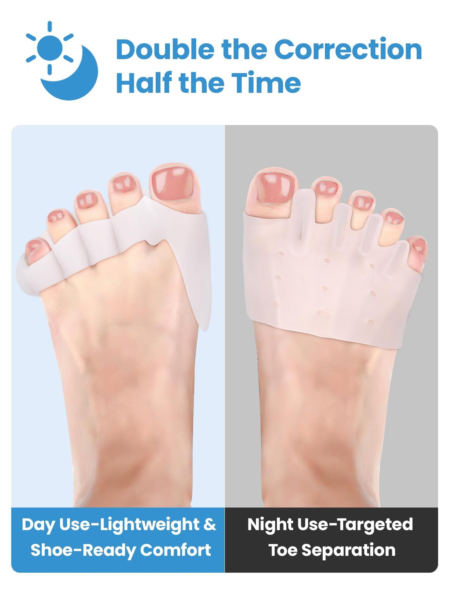 Habioer Toe Separators for Women - Podiatrist Recommended, Toe Spacers for Men, Breathable Bunion Corrector, Plantar Fasciitis(1 Pair)